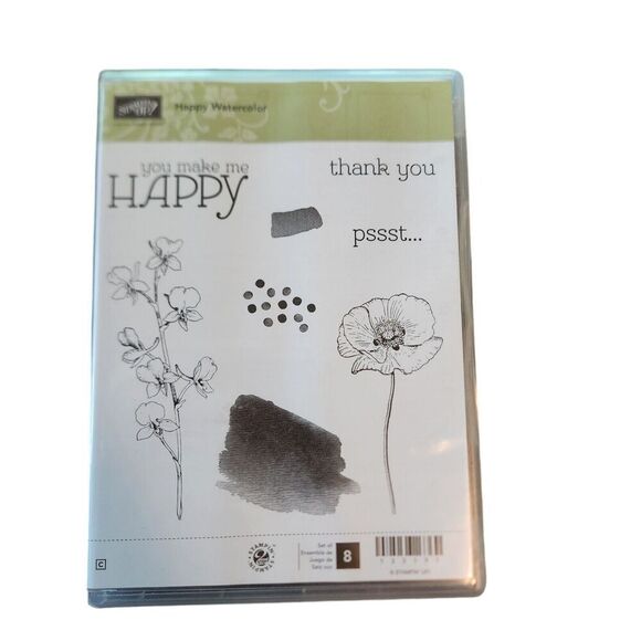 Stampin' Up! Stamp Set HAPPY WATERCOLOR Set of 8 133191‎ Painting Drawing Flower - Picture 1 of 5